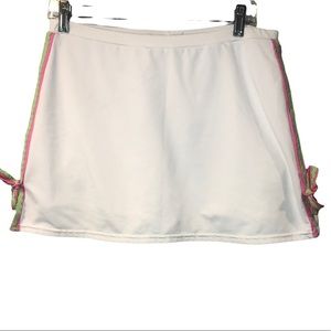 Lilly Pulitzer Y2K Tennis Skirt Skort White Large Preppy Pink Green Side Stripes